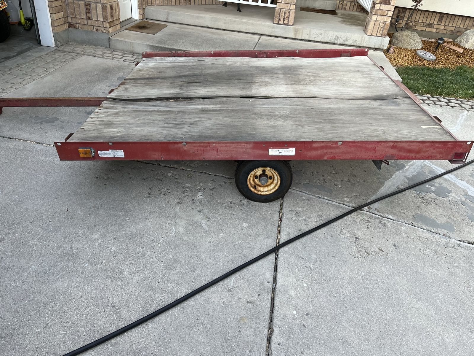 8x7 Utility Trailer with 3ft Sides & Tilt Option - New Tires, Plywood Deck for Snowmobiles/Motorcycles
