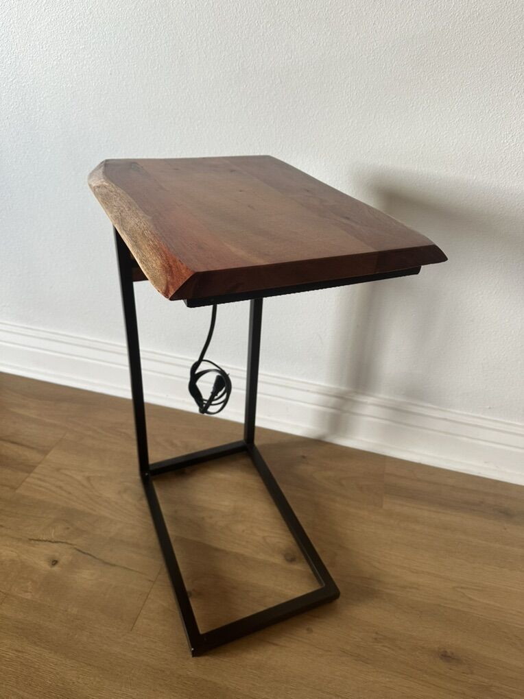 Live Edge Side Table w/ Built-in Outlet & USB