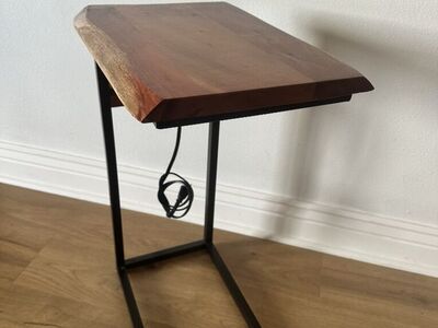 Live Edge Side Table w/ Built-in Outlet & USB