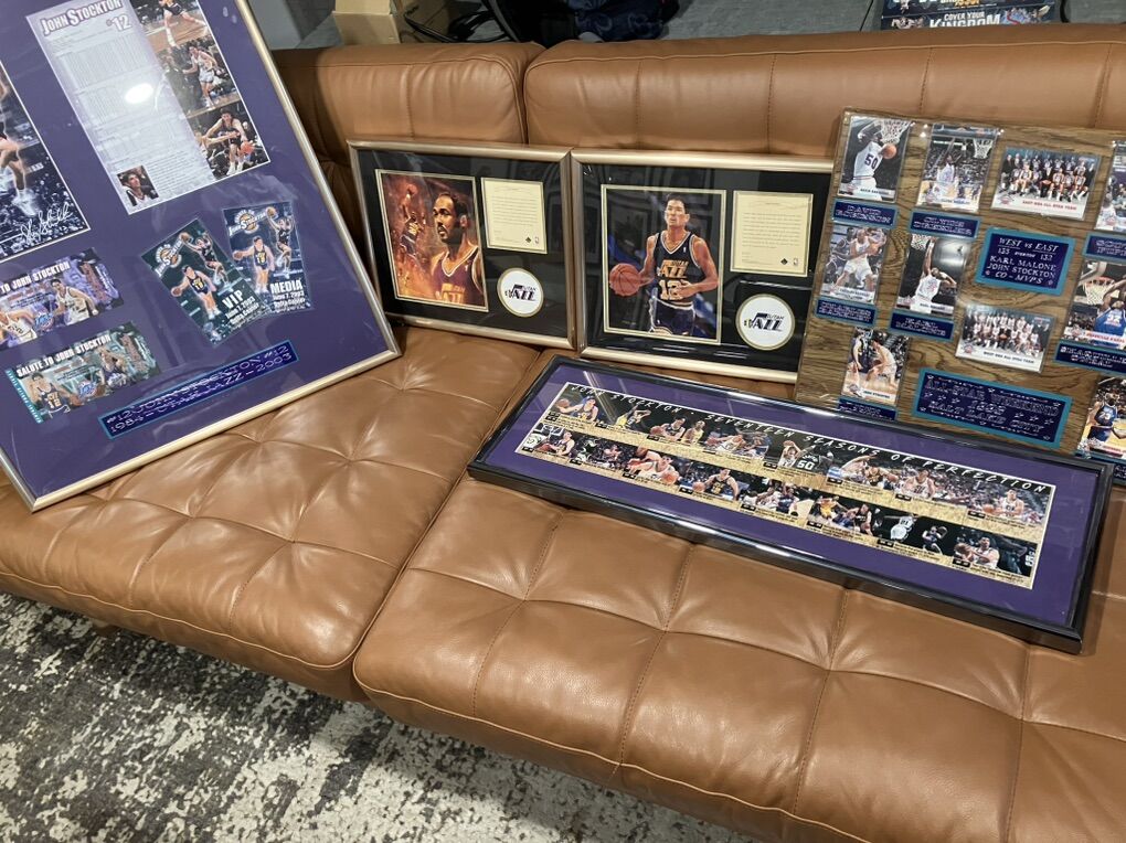 Utah Jazz Lot Of framed Photos Cards Stockton