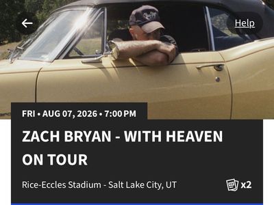 2 Zach Bryan w/ Heaven On Tour Concert Tickets - Aug 7, 2026 @ Rice-Eccles Stadium SLC S44, Row 64