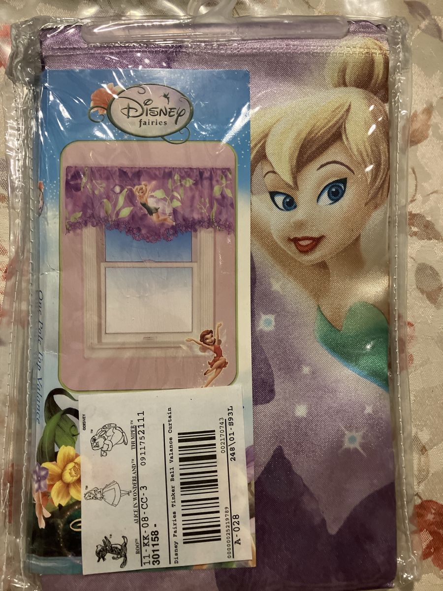 Disney Fairies Tinker Bell Window Valance Curtain 50 in x 18 in Purple Catch You Later