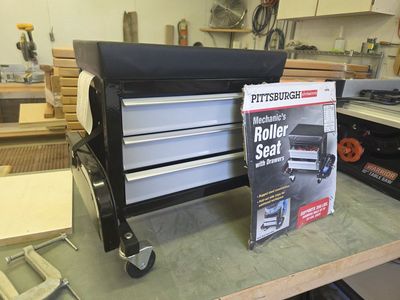 PITTSBURGH AUTOMOTIVE Mechanic's Roller Seat with 3-Drawer Tool Storage