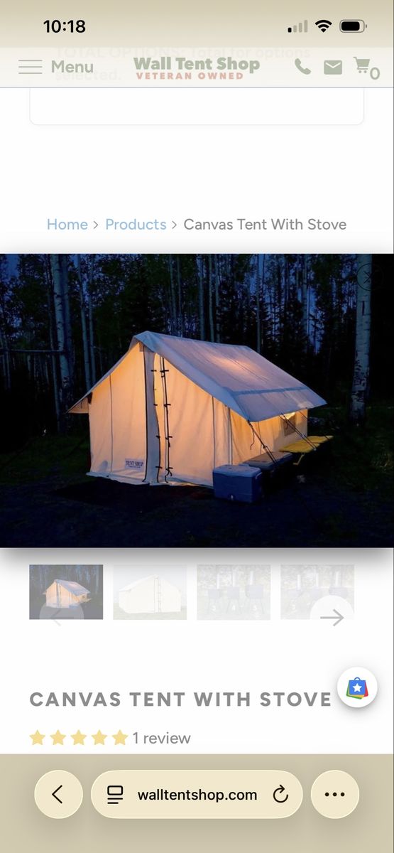 14x16’ wall tent with 8’ porch 