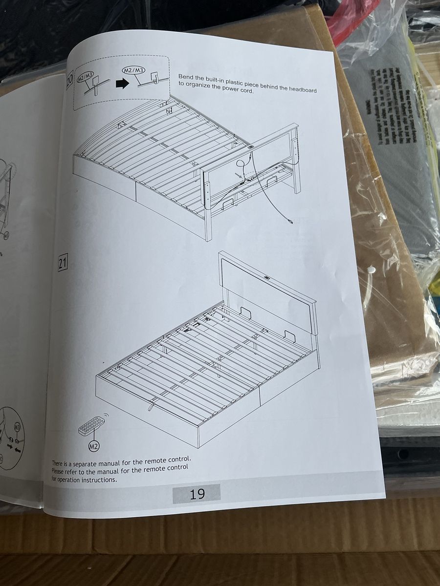 NEW Full Size Plush Upholstered Storage Platform B