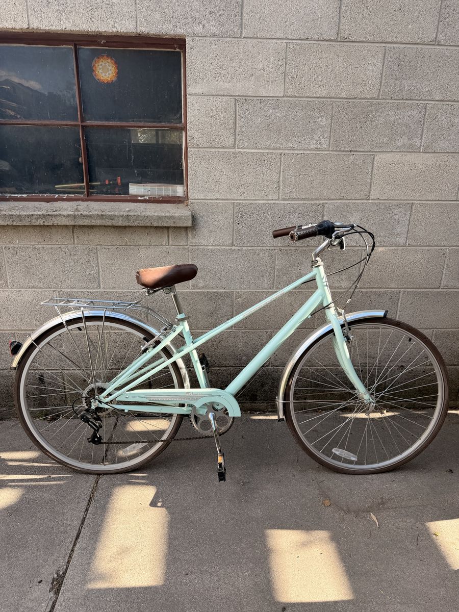 Schwinn Gateway 700c Mint Green Women's Cruiser Bike with Rear Rack & Fendersbine