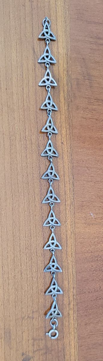 Vintage 925 Silver Bracelet Signed PSCL Celtic Trinity Knot Triquetra 7 Inch Bracelet