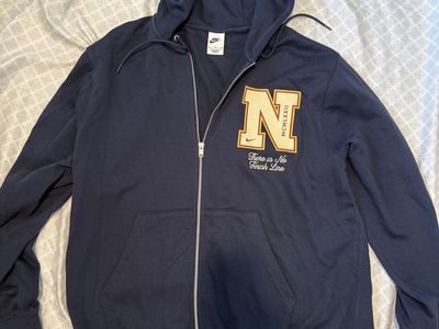 Nike Navy Full-Zip Hoodie "N MCMXLII There Is No Finish Line" Graphic Sweatshirt