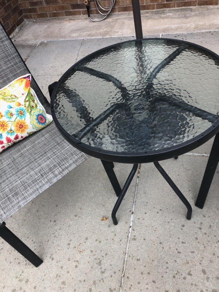 Outdoor Patio Bistro Set - 2 Chairs & Glass Table