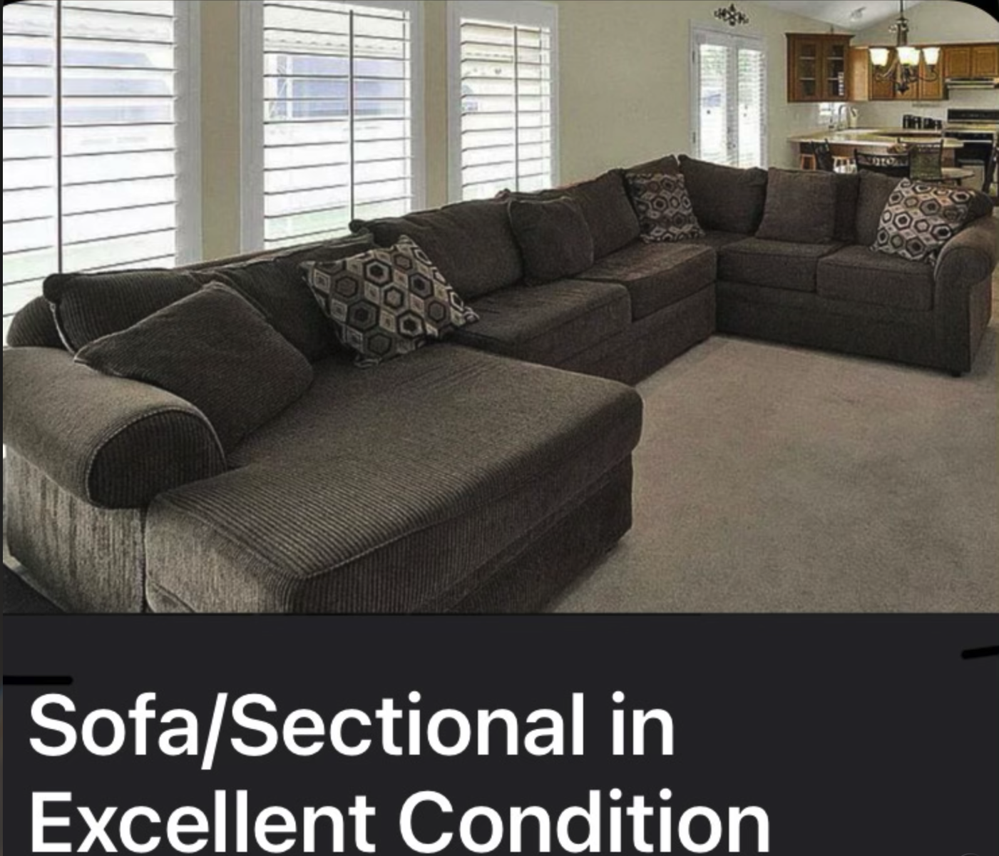 Sectional Couch, Excellent Condition, Custom Made