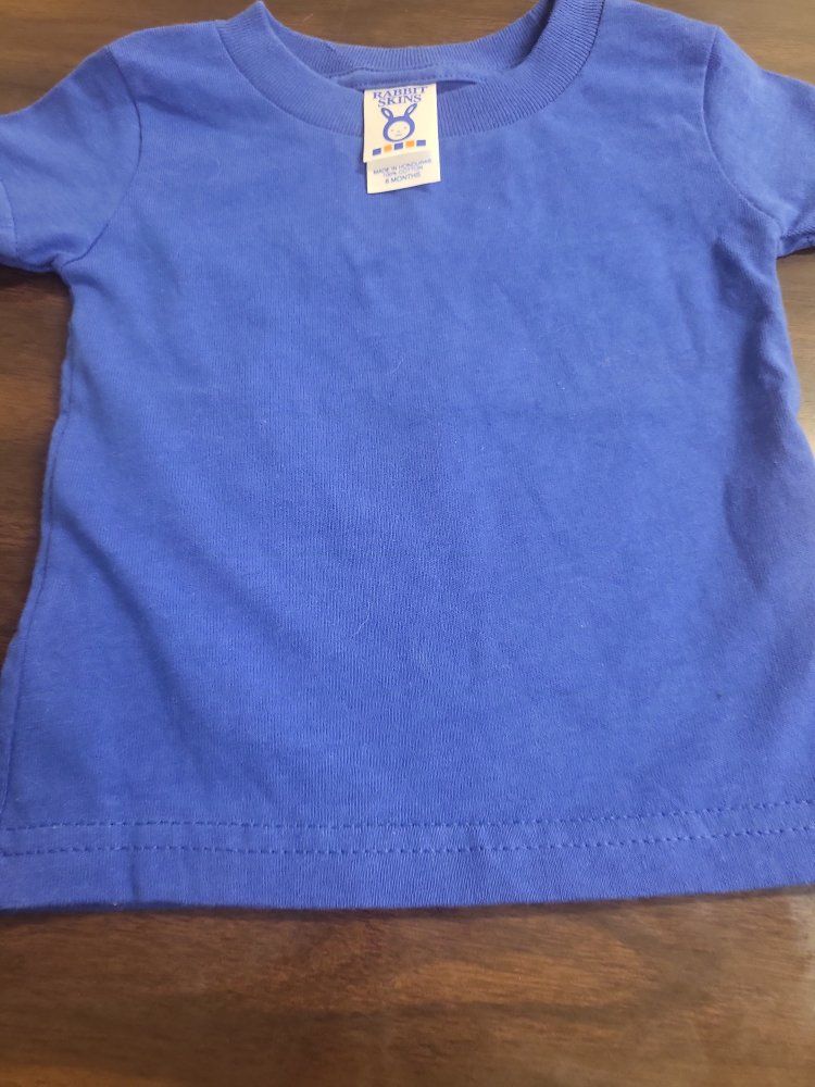 Rabbit Skins Baby Blue Short Sleeve T-Shirt Size 6 Months 100% Cotton