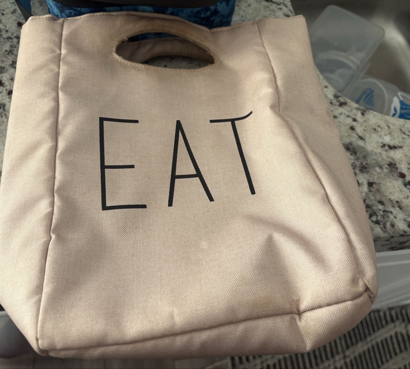 Rae Dunn Beige Insulated Lunch Bag Tote EAT