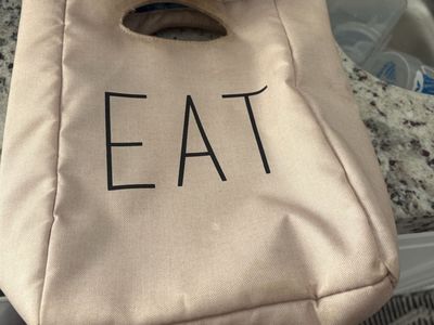 Rae Dunn Beige Insulated Lunch Bag Tote EAT