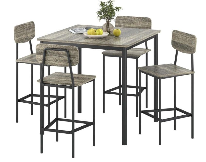 Brand New - TJYGO Kitchen Table and Chairs of 4, Dining Room Table Set for Family Dinner, Black Oak