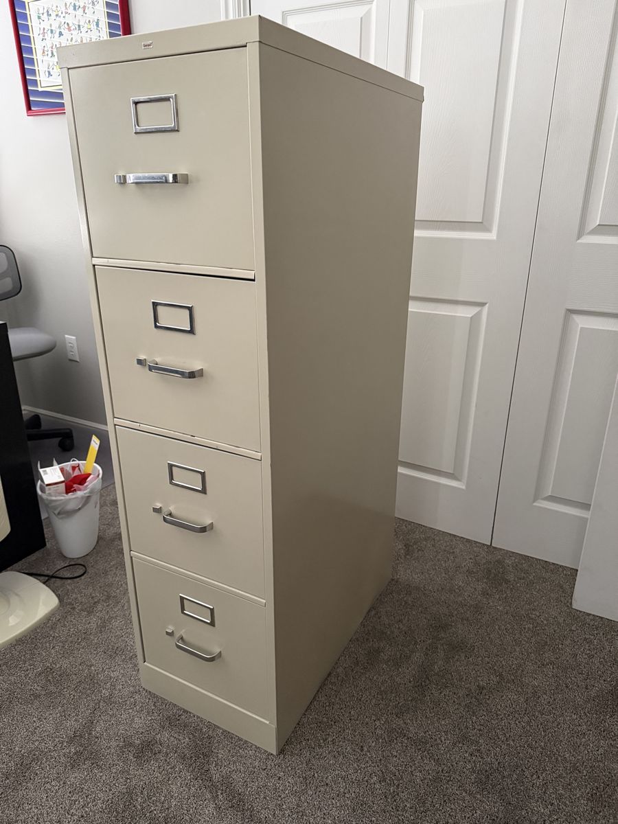 Heavy-Duty Metal 4-Drawer Vertical Filing Cabinet - Tan/Beige