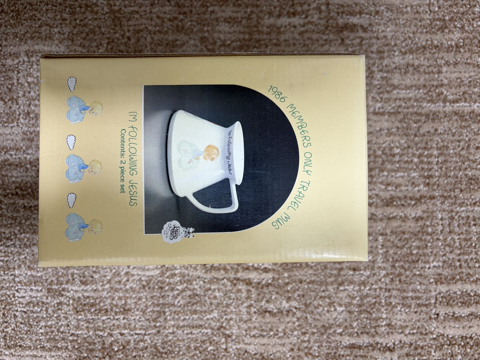 Vintage Precious Moments “I’m Following Jesus” Travel Mug – 1986 Members Only, In Box