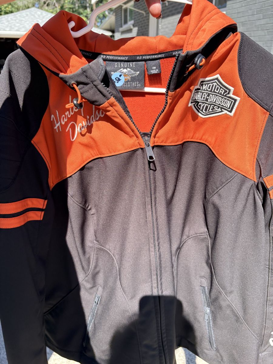 Harley-Davidson Women's Riding Jacket Black Orange Size 2W Hooded