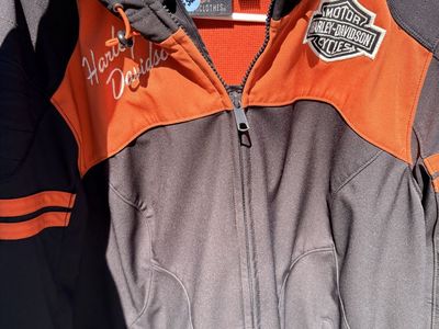 Harley-Davidson Women's Riding Jacket Black Orange Size 2W Hooded