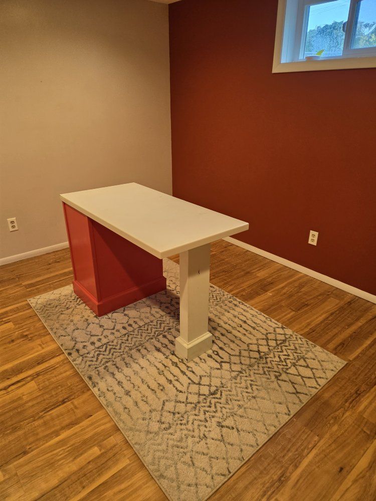 Custom Built Nail Technician desk-Orange & White  with Storage Drawers.