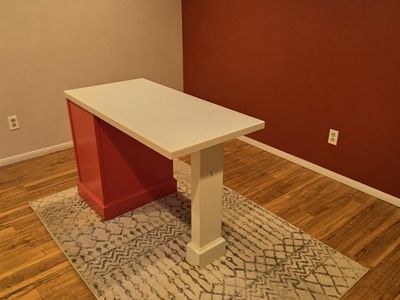 Custom Built Nail Technician desk-Orange & White with Storage Drawers.