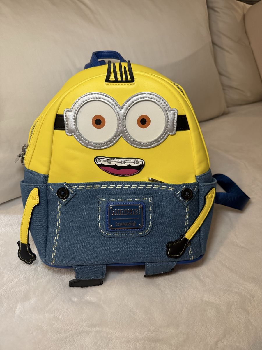 Loungefly Despicable Me Minions Otto Mini Backpack Yellow Blue Faux Leather Fun Bag
