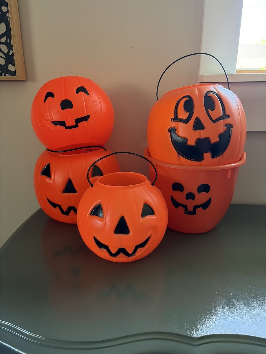 Vintage Halloween Blow Mold Trick Or Treat Pails Buckets