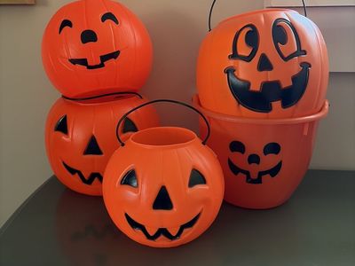 Vintage Halloween Blow Mold Trick Or Treat Pails Buckets