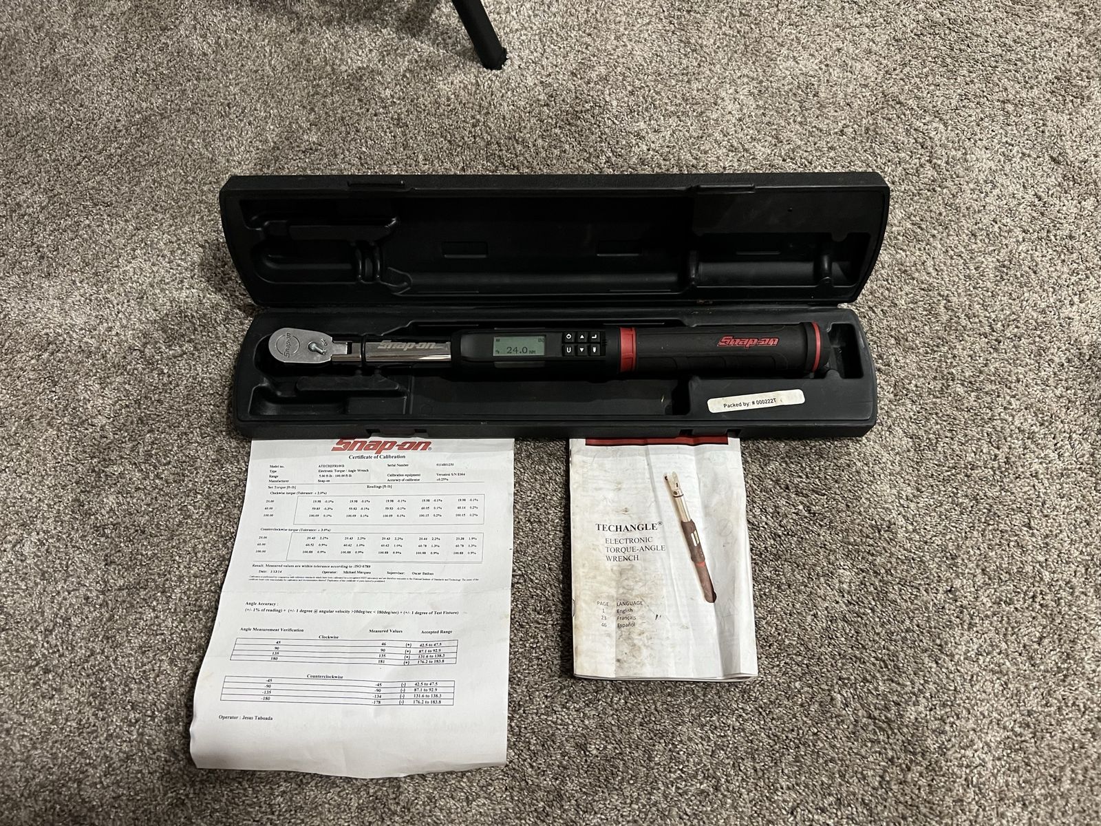 Snap-On ATECH2FR100B TechAngle Electronic Torque Wrench 5-100 ft-lb 3/8" Drive