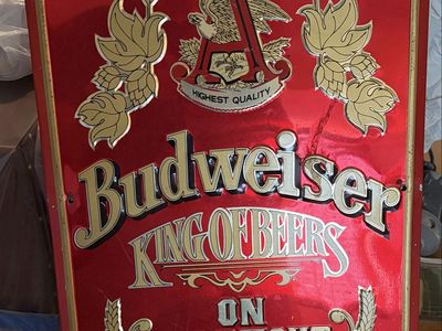 Vintage Metal Budweiser sign.