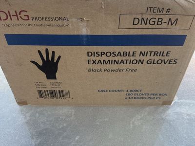 DHG Professional Black Powder-Free Nitrile Gloves Size Medium 1,000 Count Case