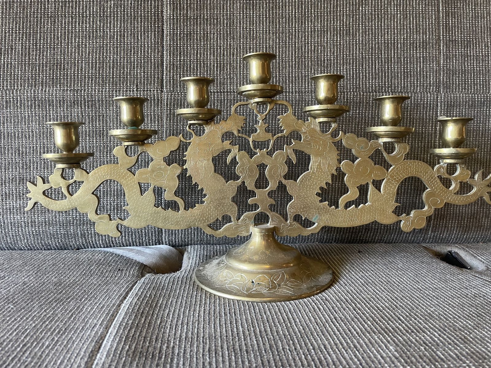 Oriental brass candelabra