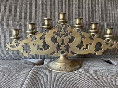 Oriental brass candelabra