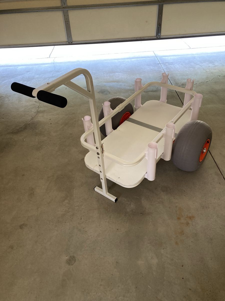 Heavy-Duty Beach & Fishing Cart with Balloon Sand Tires and Rod Holders