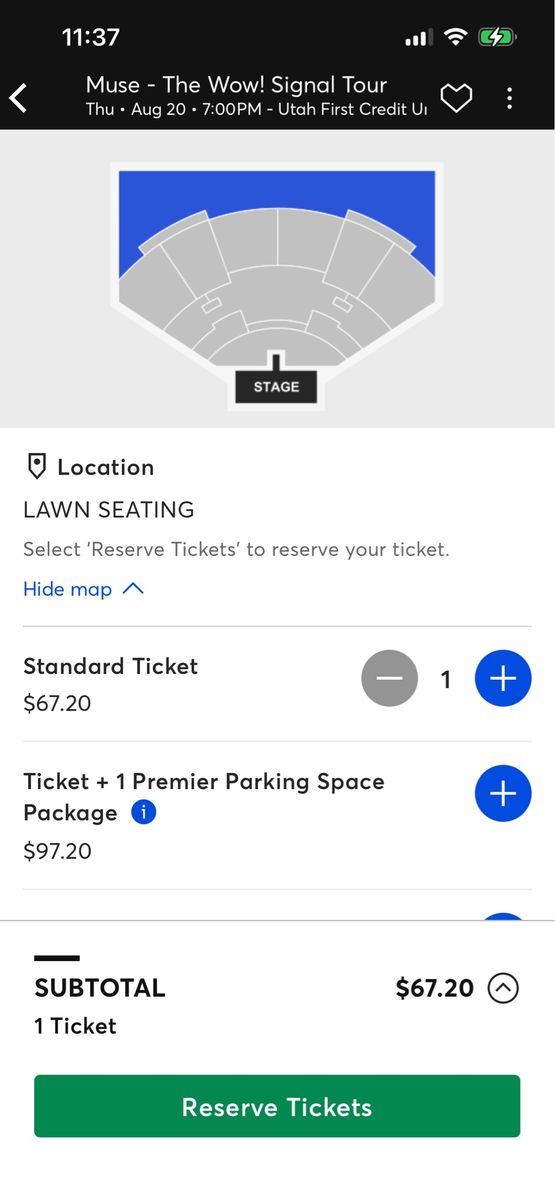 1-2 lawn tickets to MUSE