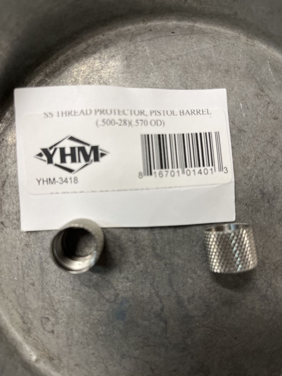 YHM-3418 SS Thread Protector for Pistol Barrel, .500-28 thread, .570 OD