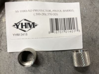 YHM-3418 SS Thread Protector for Pistol Barrel, .500-28 thread, .570 OD