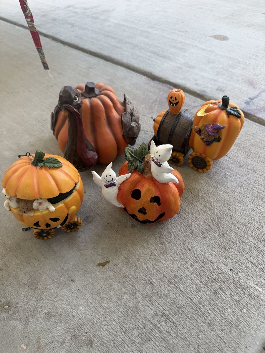 Assorted Halloween & Thanksgiving Fall Decor - Pumpkins, Ghosts, Turkey Figurines