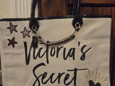 Victoria's Secret Canvas Tote Bag w/ Glitter Accents, New York, London, Shanghai