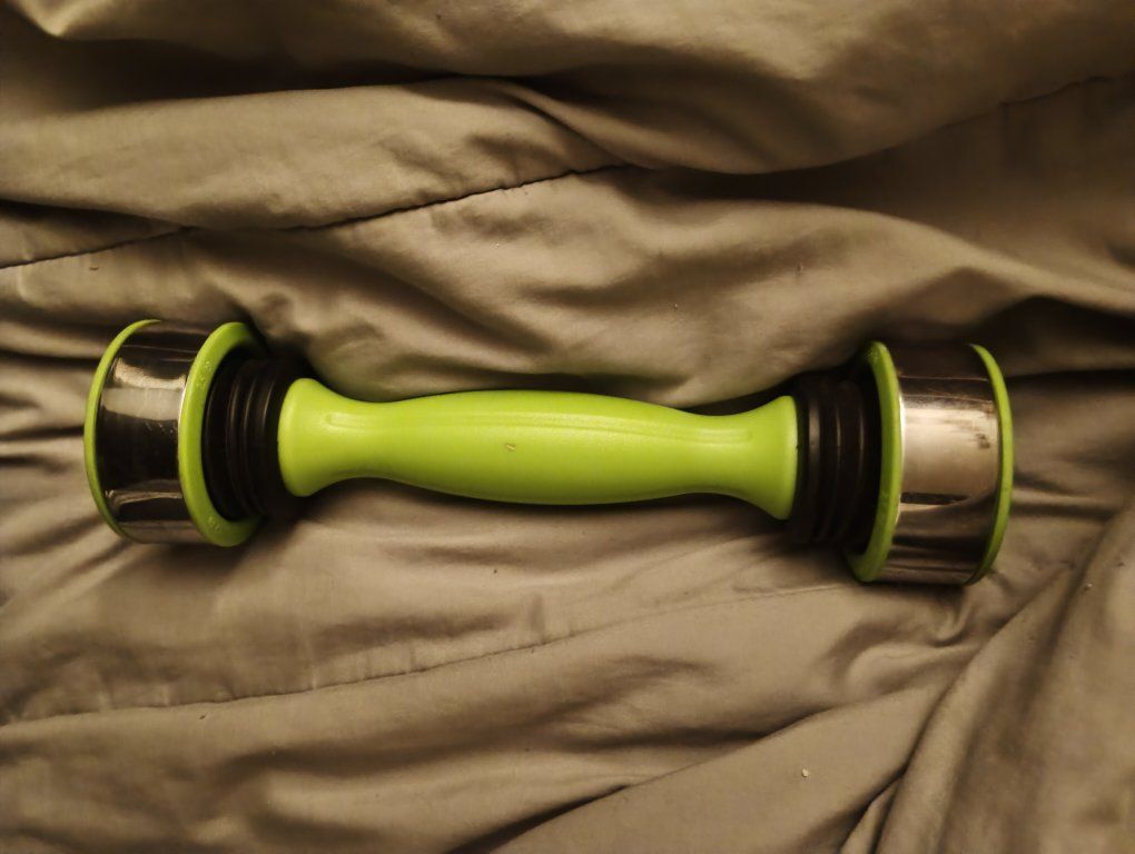 Green and Silver Hand Weight Dumbbell Fitness Equipment