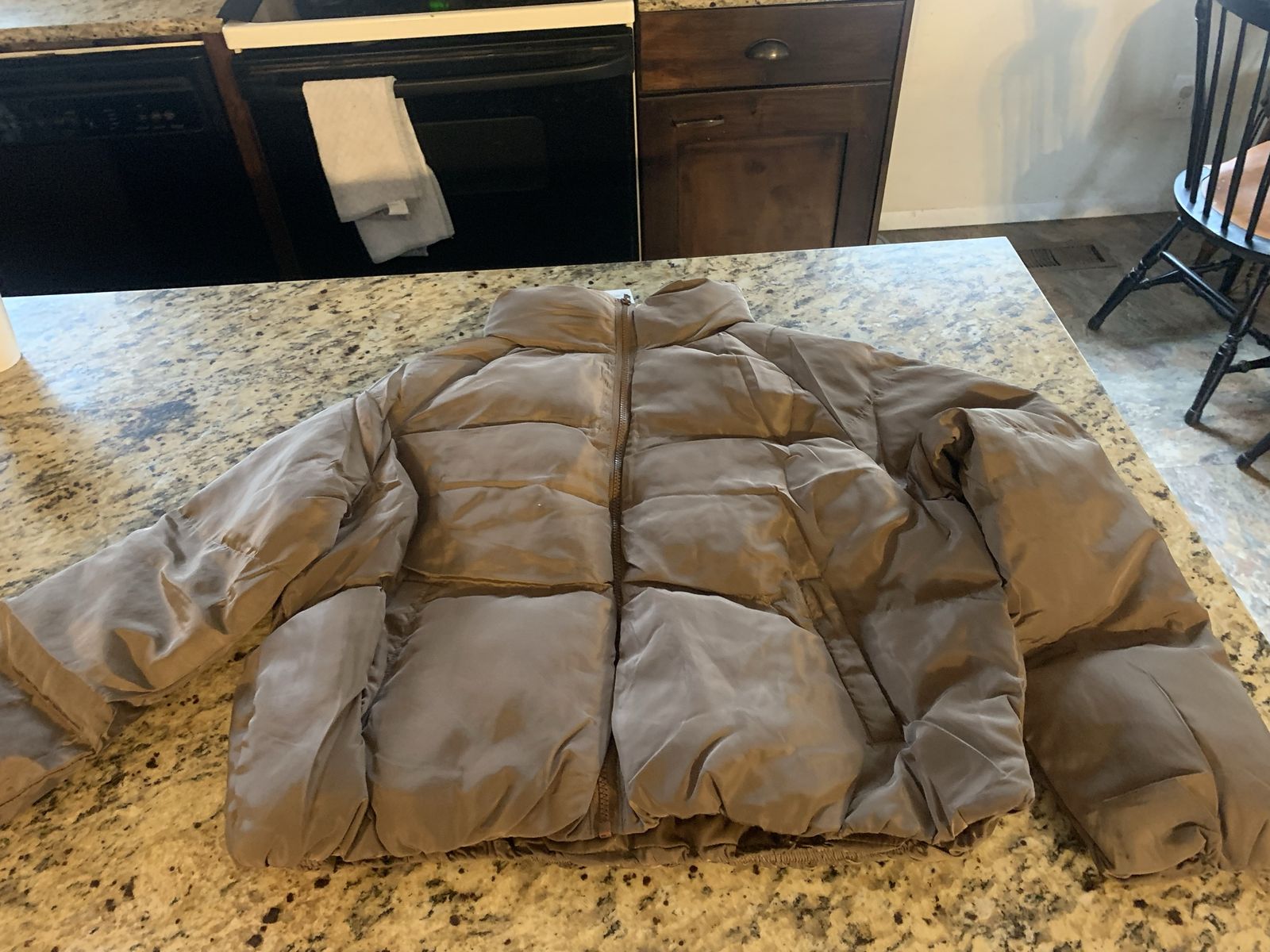 Large Brown automet womens warm down jacket coat