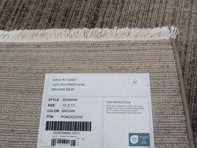 Brown 10' x 13' Polypropylene Area Rug - Made in Turkey, Style BDSN66B