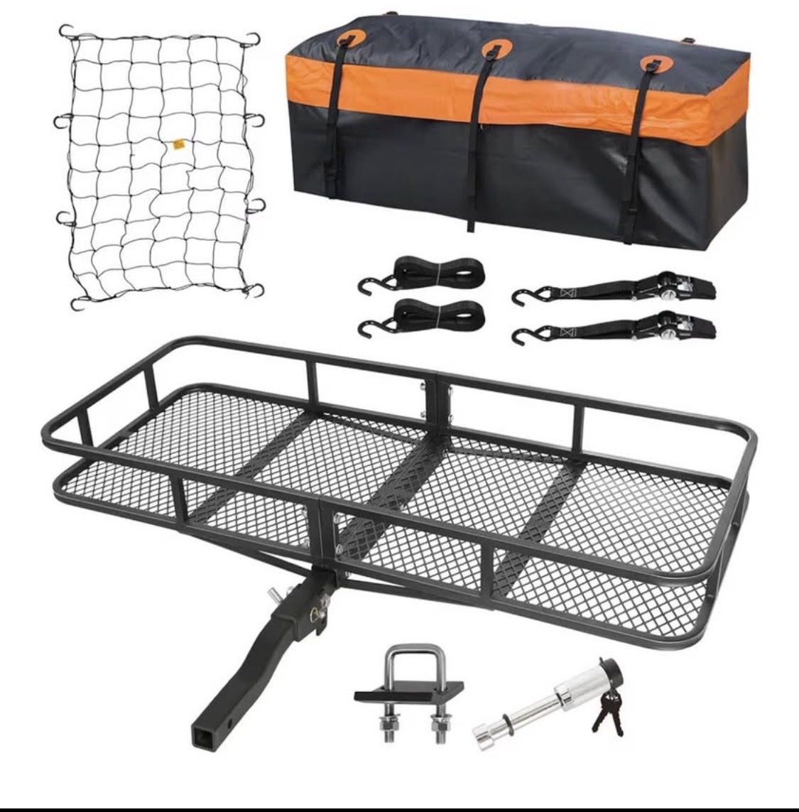 60” Folding Hitch Cargo Carrier + Waterproof Cargo Bag & Accessories – NEW