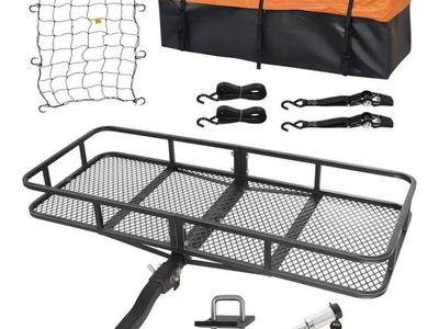 60” Folding Hitch Cargo Carrier + Waterproof Cargo Bag & Accessories – NEW