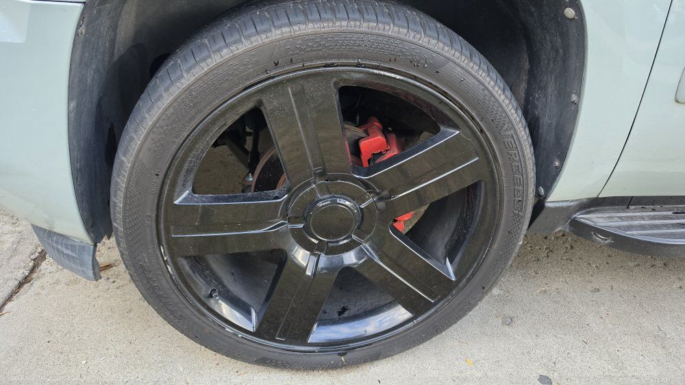 24" gloss Black 5-Spoke Custom Rims and Vercelli Tires Set