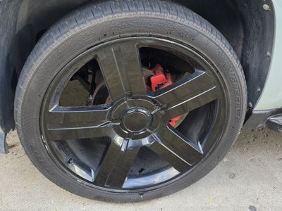 24" gloss Black 5-Spoke Custom Rims and Vercelli Tires Set
