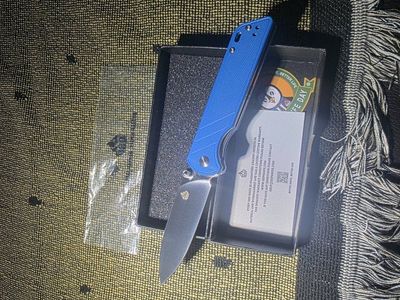 QSP Parrot V2 Liner Lock Pocket Knife D2 Blade Blue G10 Handle *OBO