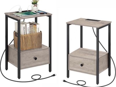 Modern Charging USB Nightstands / Side Tables — Set of 2