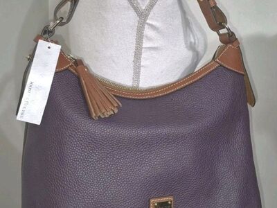 New Dooney & Bourke Plum Full-Grain Leather Bag