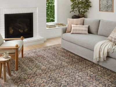 6'-0" x 9'-0" Area Rug Loloi Amber Lewis Billie Collection, Ink & Salmon