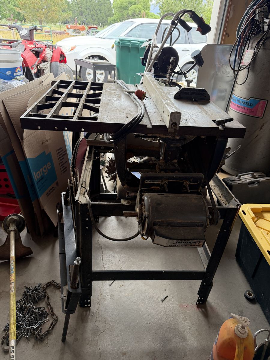 Craftsman Power Tool Motor Table Saw - Vintage Industrial Equipment